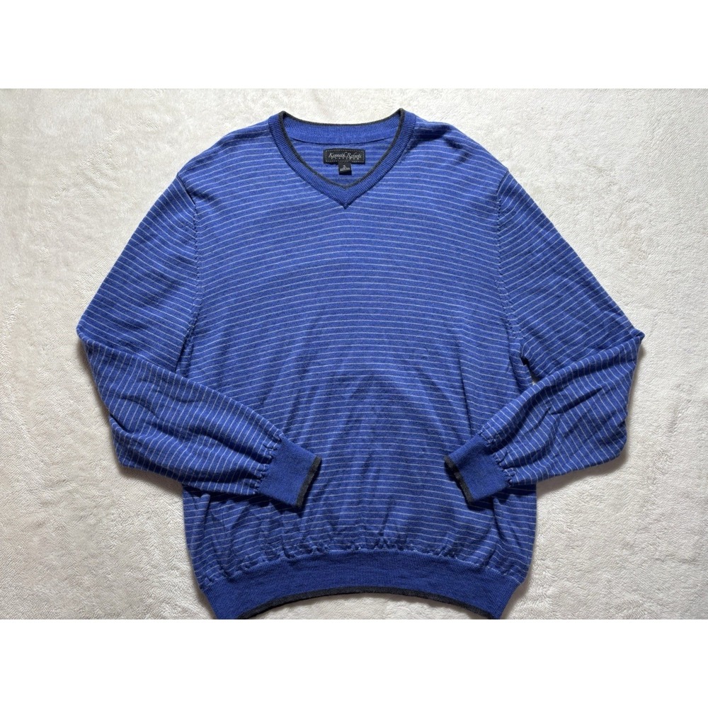 Kenneth Robert's Platinum 100% Merino Wool V Neck Sweater Size XL